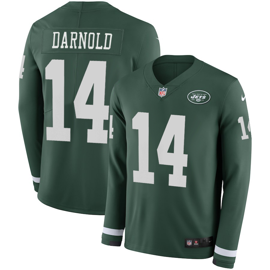 Women New York Jets #14 Darnold green Limited NFL Nike Therma Long Sleeve Jersey->women nfl jersey->Women Jersey